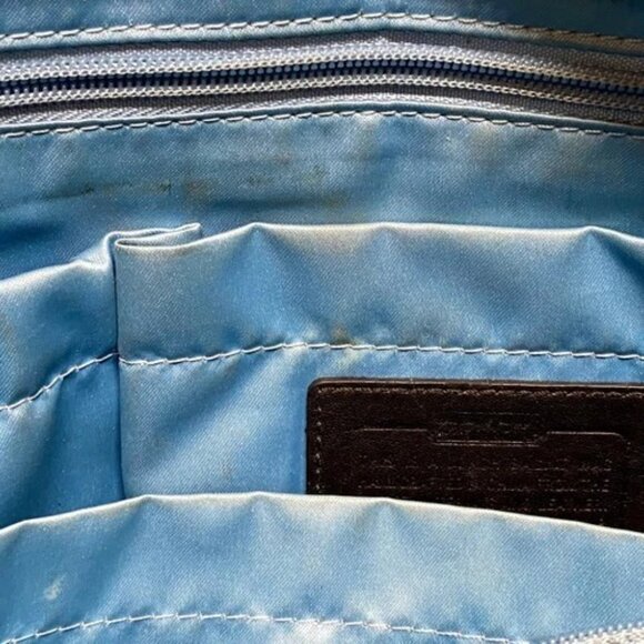 Coach Chelsea Heritage Tote F14475 Large Black Signature Stripe Baby Bag Purse - Picture 6 of 15